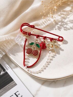 Multi Chain Pearl Brooch Pin Women Jewelry